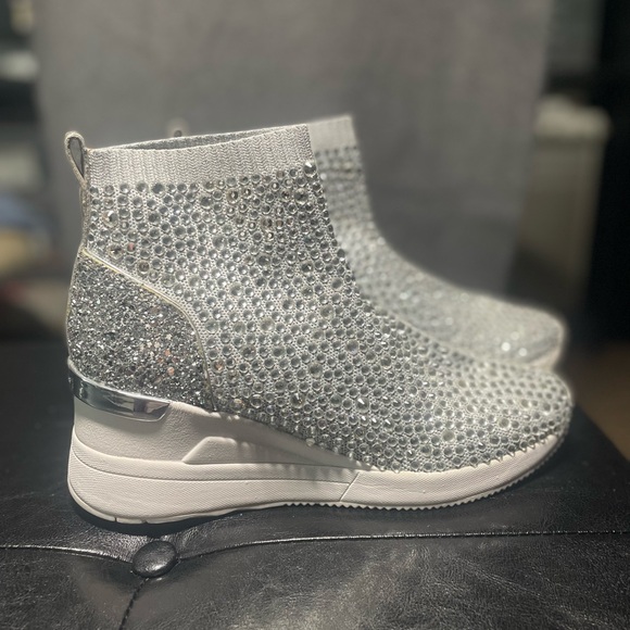 Michael Kors Silver Sparkle Sneakers - Picture 1 of 6